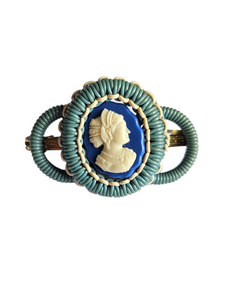 1940s Make Do and Mend Blue Cameo Wirework Brooch