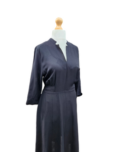 1940s Classic Plain Black Dress