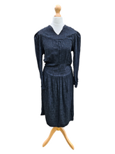 Load image into Gallery viewer, 1940s Black Embroidered Long Sleeve Dress
