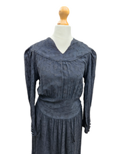 Load image into Gallery viewer, 1940s Black Embroidered Long Sleeve Dress
