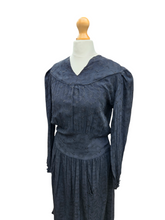 Load image into Gallery viewer, 1940s Black Embroidered Long Sleeve Dress
