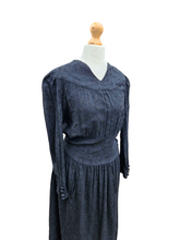 Load image into Gallery viewer, 1940s Black Embroidered Long Sleeve Dress
