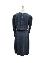 Load image into Gallery viewer, 1940s Black Embroidered Long Sleeve Dress
