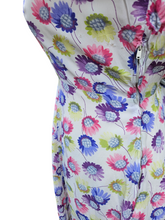 Load image into Gallery viewer, 1940s White Dress With Chartreuse, Pink and Purple Flowers
