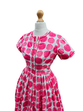 Load image into Gallery viewer, 1950s Pink and White Circle Print Dress
