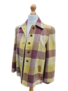 1940s Yellow and Brown Check Wool Jacket