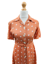 Load image into Gallery viewer, 1940s Orange/Caramel And White Spot Dress
