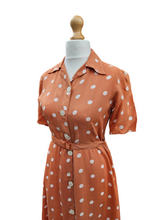 Load image into Gallery viewer, 1940s Orange/Caramel And White Spot Dress
