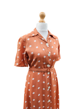 Load image into Gallery viewer, 1940s Orange/Caramel And White Spot Dress
