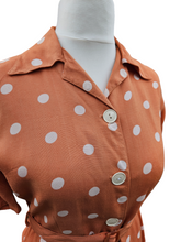 Load image into Gallery viewer, 1940s Orange/Caramel And White Spot Dress
