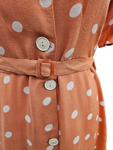 Load image into Gallery viewer, 1940s Orange/Caramel And White Spot Dress
