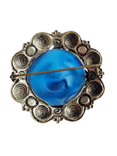 Load image into Gallery viewer, 1930s Czech Blue Stone Brooch
