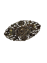 Load image into Gallery viewer, 1930s Czech Opaline Glass Filigree Brooch
