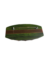 Load image into Gallery viewer, 1940s Green and Brown Marbled Bakelite Laminated Brooch
