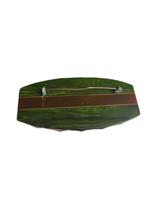 1940s Green and Brown Marbled Bakelite Laminated Brooch