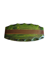 Load image into Gallery viewer, 1940s Green and Brown Marbled Bakelite Laminated Brooch
