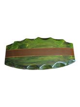 Load image into Gallery viewer, 1940s Green and Brown Marbled Bakelite Laminated Brooch
