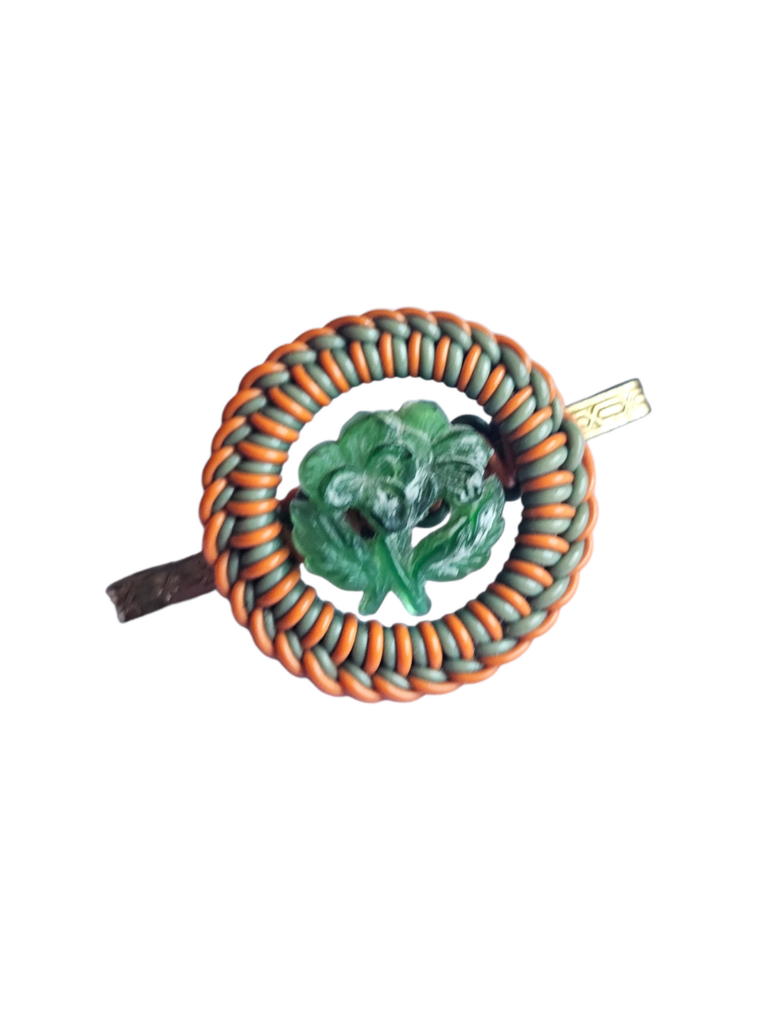 1940s Green and Orange Wirework Brooch