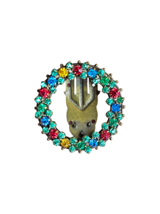 1930s Czech Deco Multicoloured Glass Circle Dress Clip