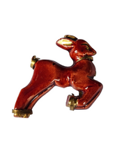 Load image into Gallery viewer, 1930s French Red Ceramic Leaping Deer Brooch
