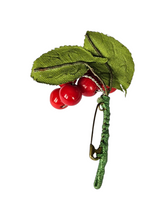 Load image into Gallery viewer, 1940s Make Do and Mend Red Berry Brooch
