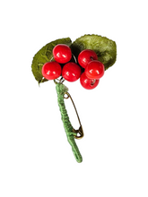 Load image into Gallery viewer, 1940s Make Do and Mend Red Berry Brooch
