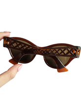 Load image into Gallery viewer, Late 1940s Brown Lattice Sunglasses
