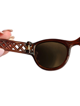 Load image into Gallery viewer, Late 1940s Brown Lattice Sunglasses
