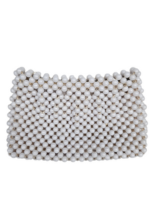 Late 1940s White Chunky Beaded Clutch Bag