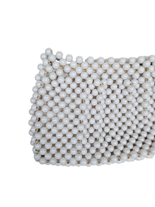 Late 1940s White Chunky Beaded Clutch Bag