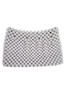 Late 1940s White Chunky Beaded Clutch Bag