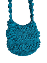 Load image into Gallery viewer, 1940s Made to an Original Pattern Teal Crochet Bag
