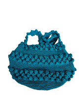 Load image into Gallery viewer, 1940s Made to an Original Pattern Teal Crochet Bag
