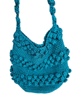 Load image into Gallery viewer, 1940s Made to an Original Pattern Teal Crochet Bag
