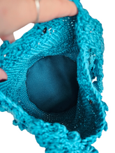 Load image into Gallery viewer, 1940s Made to an Original Pattern Teal Crochet Bag
