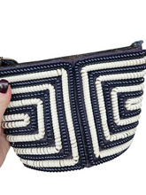 Load image into Gallery viewer, 1940s Rare Navy and White Telephone Cord Bag
