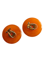 Load image into Gallery viewer, 1940s/1950s Marbled Orange Bakelite Earrings
