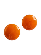 Load image into Gallery viewer, 1940s/1950s Marbled Orange Bakelite Earrings
