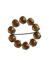 Load image into Gallery viewer, 1930s Czech Orange Open Back Glass Brooch
