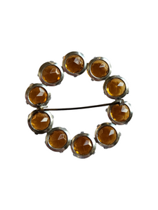 1930s Czech Orange Open Back Glass Brooch