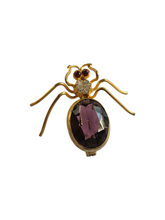 Load image into Gallery viewer, 1930s Deco Purple and Red Glass Spider Brooch
