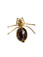 Load image into Gallery viewer, 1930s Deco Purple and Red Glass Spider Brooch
