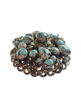 Load image into Gallery viewer, 1930s Czech Blue Peking Glass Brooch
