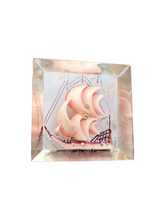 Load image into Gallery viewer, 1940s Pink Reverse Carved Lucite Galleon Brooch
