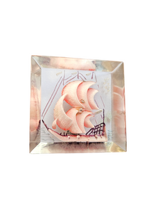 1940s Pink Reverse Carved Lucite Galleon Brooch