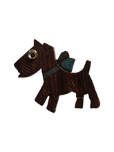 Load image into Gallery viewer, 1940s Painted Wood Dog Brooch
