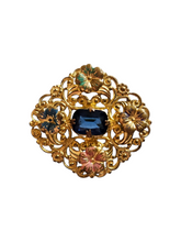 Load image into Gallery viewer, 1930s Czech Blue Glass and Multicoloured Brooch
