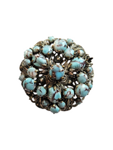 Load image into Gallery viewer, 1930s Czech Blue Peking Glass Brooch
