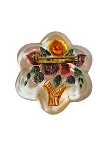 1940s Multicoloured Lucite Flower Basket Brooch