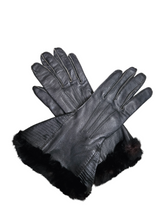 Load image into Gallery viewer, 1940s Black Fur and Leather Gauntlet Gloves
